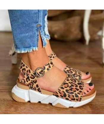 Sandalias con plataforma de leopardo para mujer Les magasins à Paris