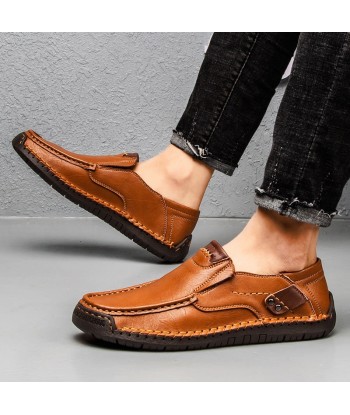 Mocasines de piel con suela de goma para hombre - Voltem Pour