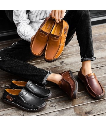 Mocassins en cuir à semelle caoutchouc pour hommes - Voltem Vous souhaitez 