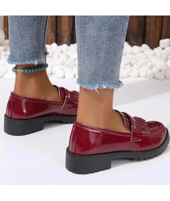 mocassin orthopédique femme vernis à franges en linge